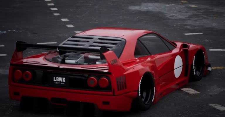 Exterior del Ferrari F40 con el kit Liberty Walk