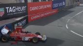 Charles Leclerc choca el auto de Nikki Lauda de 1974