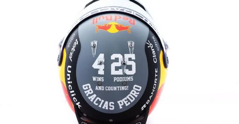 Las cifras del casco de Checo Pérez