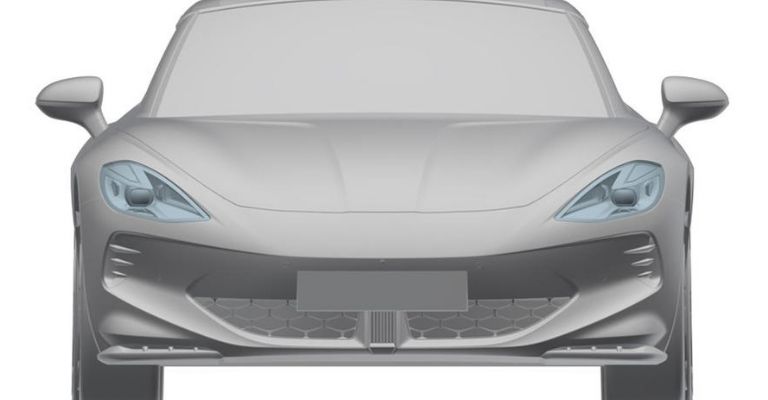 Parte delantera de la patente del MG Cyberster