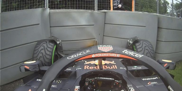 Sergio 'Checo' Pérez choca en Canadá