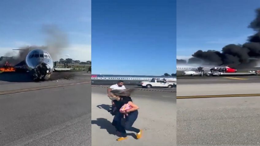 VIDEO: Avión se incendia al aterrizar en Miami; pasajeros salen corriendo