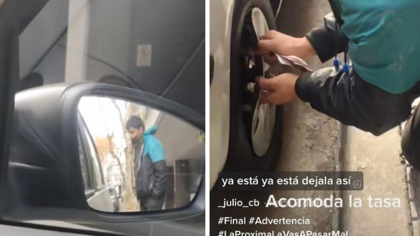 Joven se vuelve viral al sorprender a ladrón que se estaba robando la llanta de su auto