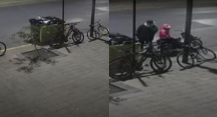 VIDEO: Ladrón roba llanta de bicicleta, acompañado de una niña