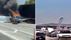 Avioneta aterriza de emergencia en una autopista y termina estrellándose