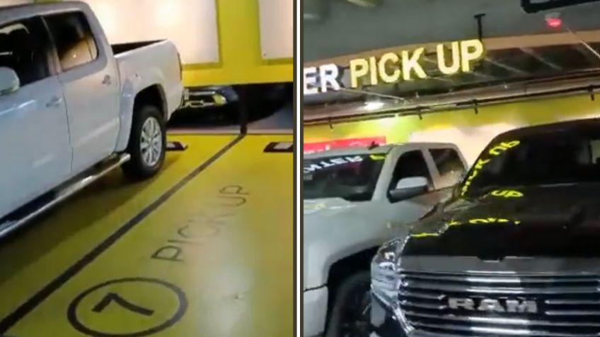 Se vuelven virales al usar la zona pick up para estacionar sus camionetas