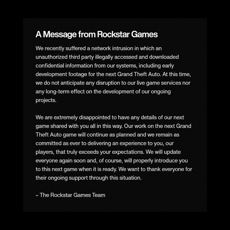 comunicado Rockstar Games