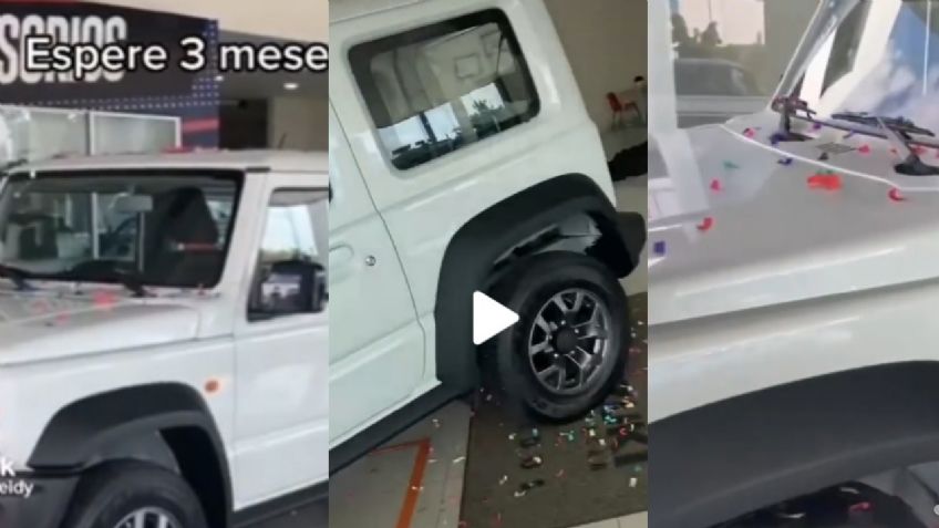 Mujer estrella su camioneta antes de salir de la agencia: VIDEO