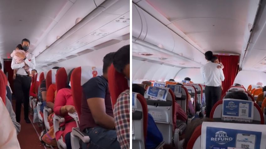 Sobrecargo calma a un bebé durante un vuelo y se vuelve viral