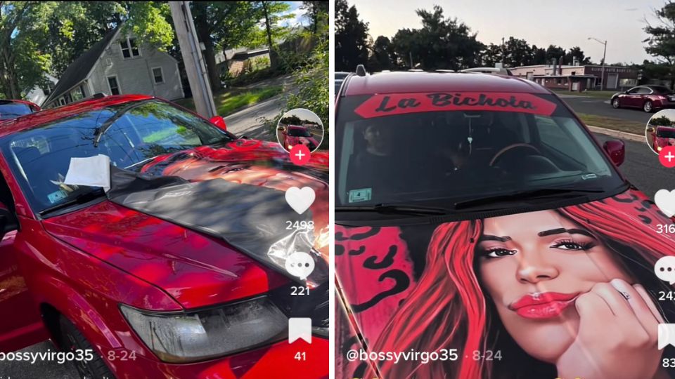 Fan decora su auto con la imagen de Karol G.