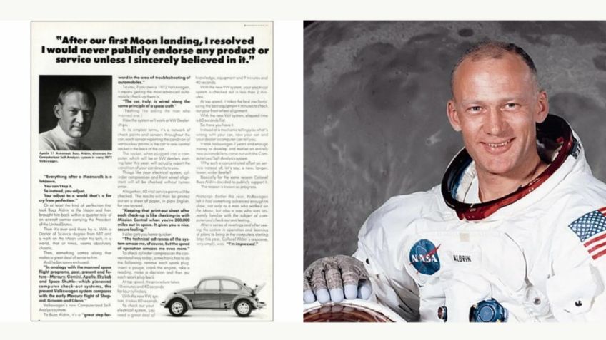Buzz Aldrin: El astronauta que pisó por primera vez la Luna y que fue imagen del Volkswagen VW Beetle
