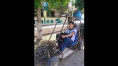 Este joven del Conalep demuestra su ingenio al crear su propio vehículo para ir a la escuela