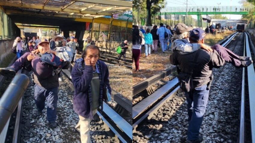 Viral: Un policía cargó a un señor que no podía caminar después del accidente de la Línea 3 del Metro