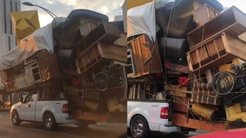 Viral: Captaron a una Ford Lobo llevando una gran mudanza en Paseo de la Reforma