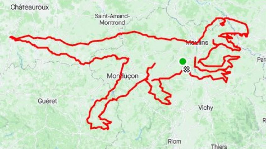 Strava Art: Ciclistas franceses formaron un Velociraptor utilizando un GPS