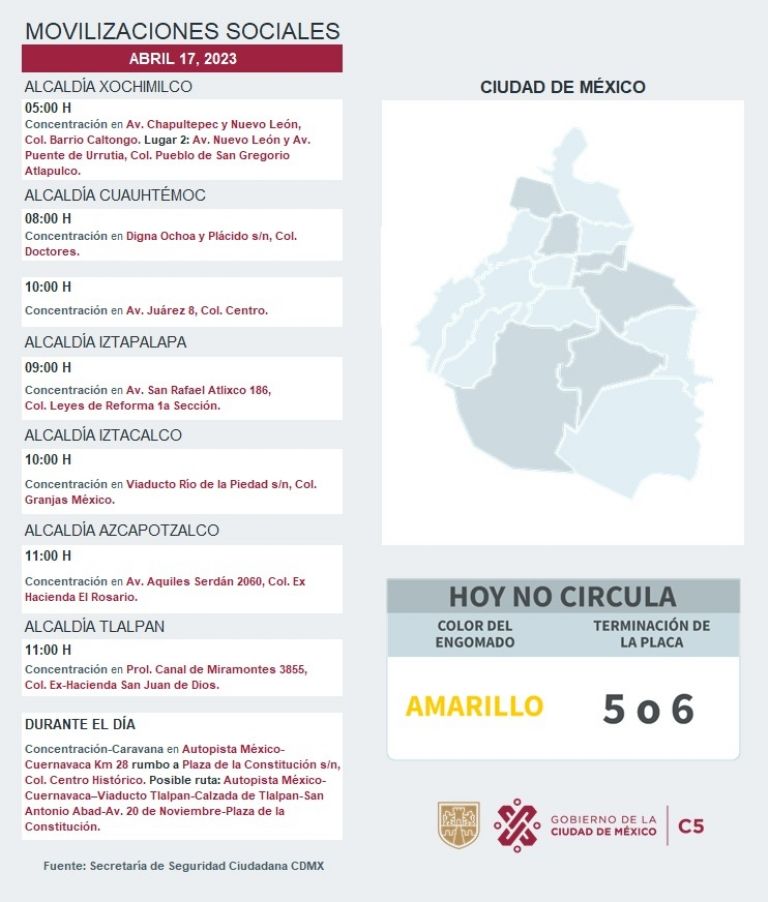 Manifestaciones hoy CDMX