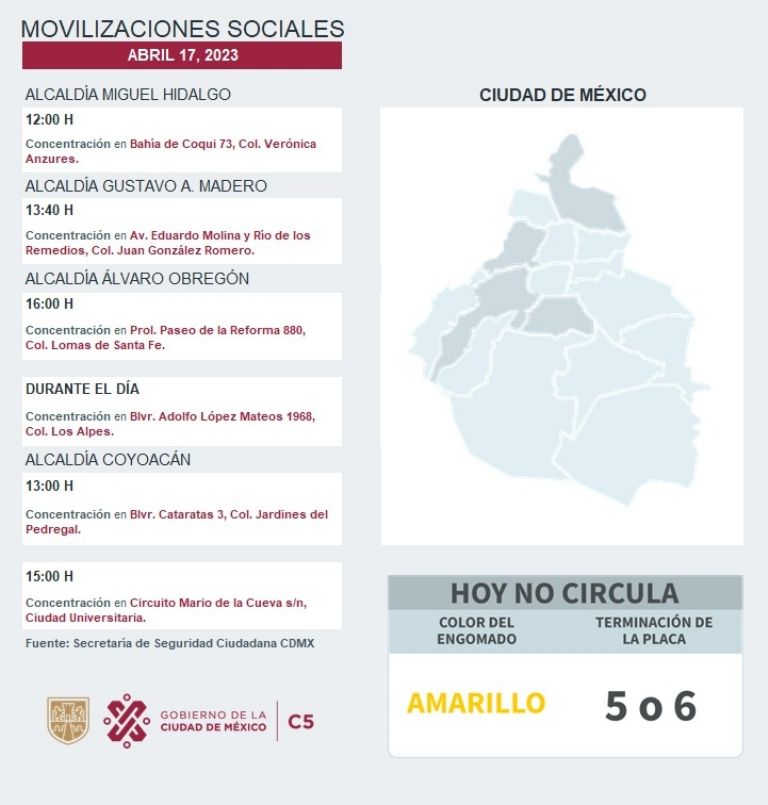 Manifestaciones hoy CDMX