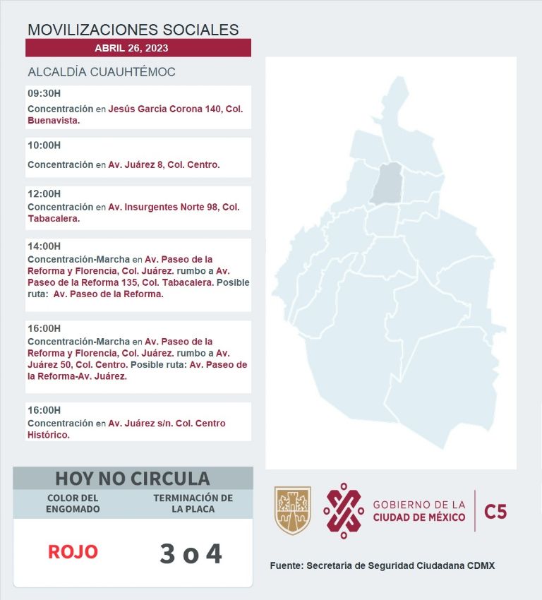 Manifestaciones hoy CDMX