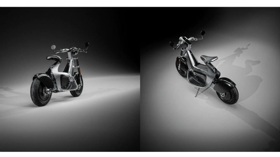 Un scooter eléctrico con un diseño de origami industrial.