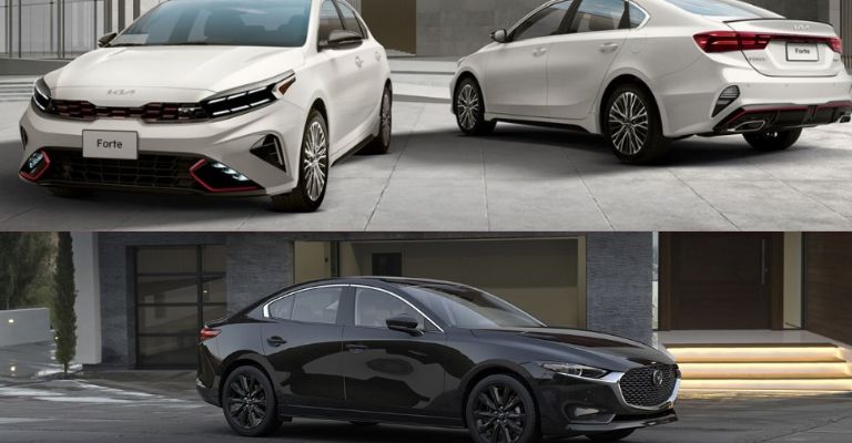 Kia Forte vs Mazda 3 sedán exterior
