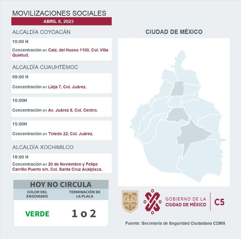 Movilizaciones sociales 6 de abril 2023