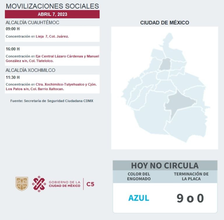 Movilizaciones Sociales viernes 7 de abril 2023