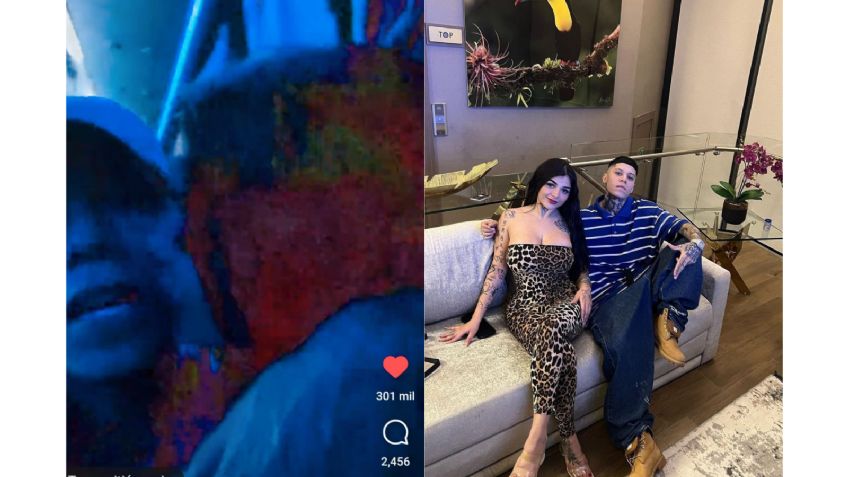 El rapero Santa Fe Klan le demuestra su amor a la modelo Karely Ruiz en un camión de Monterrey