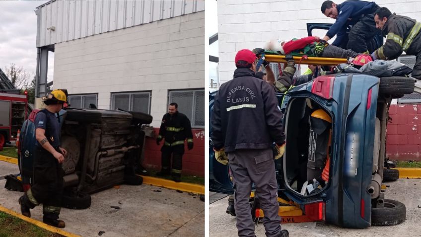 Mujer se vuelca en prueba de manejo para tramitar licencia de conducir; ¿se la habrán dado?