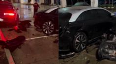 VIDEO Viral: Un Dodge Challenger impactó a 4 autos eléctricos Lucid