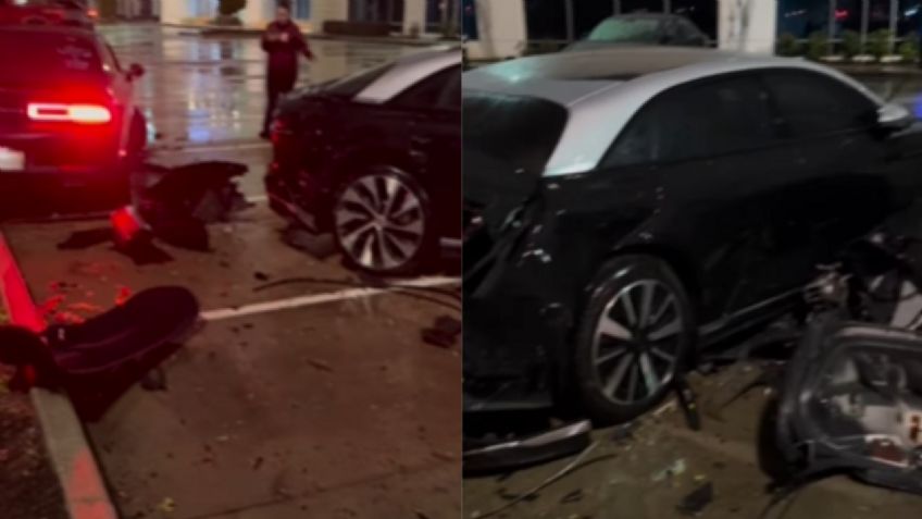 VIDEO Viral: Un Dodge Challenger impactó a 4 autos eléctricos Lucid