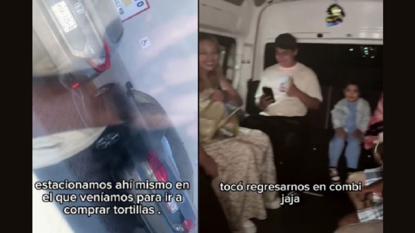 VIDEO: Una familia regresó a casa en combi; sus autos quedaron atrapados en un estacionamiento de Coppel