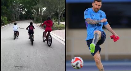 Lionel Messi y su familia disfrutan de un paseo en bicicleta por su país natal