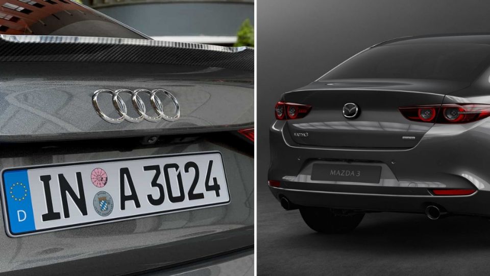 El Audi A3 y el Mazda 3 2024 son dos sedanes con características similares.