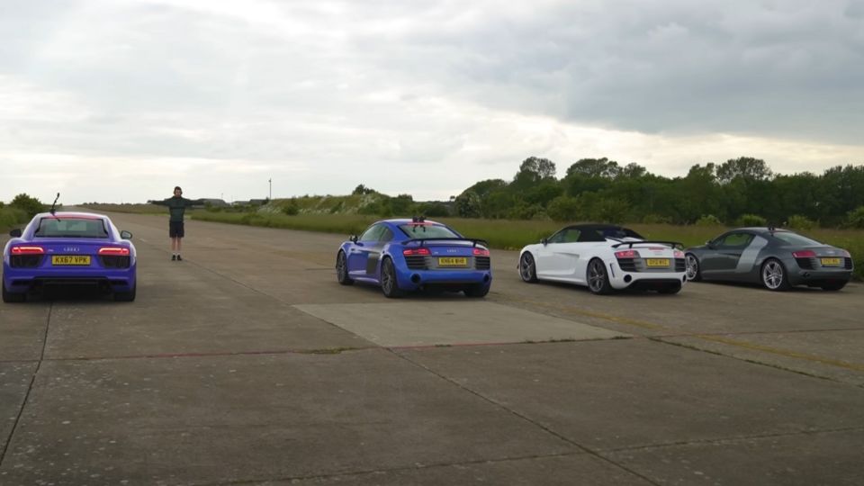 Mira esta carrera de Audis R8 en un cuarto de milla