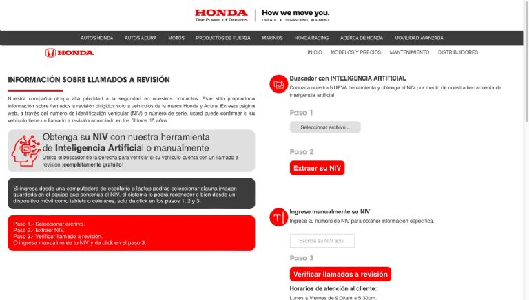 Llamado a revisión Honda 