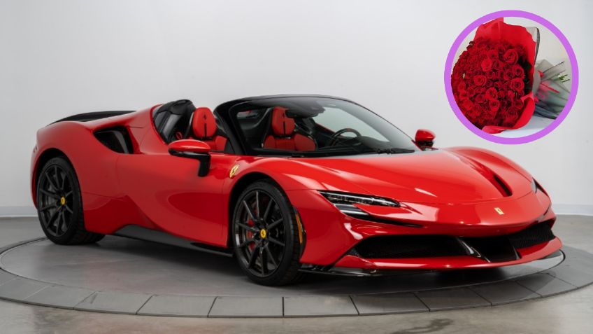 Viral:  Hombre le regala a su novia un Ferrari cubierto de rosas,  ¡AWWW!