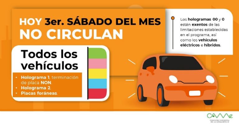 Autos que no circulan el tercer sábado de marzo de 2025 en CDMX y Edomex