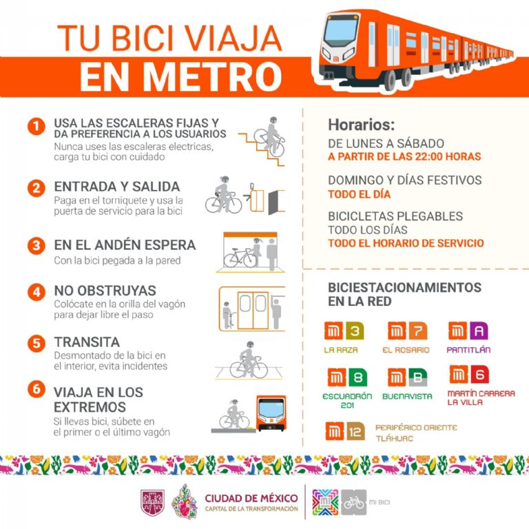 Horario para subir la bicicleta al Metro CDMX